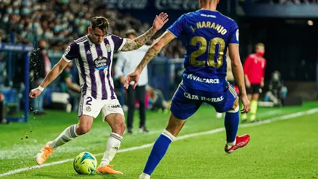 Luis P&eacute;rez durante el &uacute;ltimo encuentro liguero ante la Ponferradina | Fuente: Real Valladolid