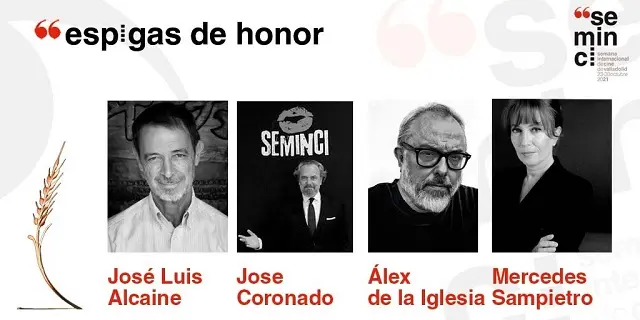 Jos&eacute; Luis Alcaine, Jose Coronado, &Aacute;lex de la Iglesia y Mercedes Sampietro, galardonados con la Espiga de Honor de la 66 Seminci | Fuente: Seminci