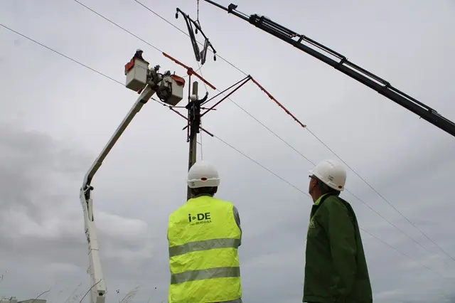 Iberdrola instala crucetas aislantes en l&iacute;neas el&eacute;ctricas de Olmedo | Valladolid Plural
