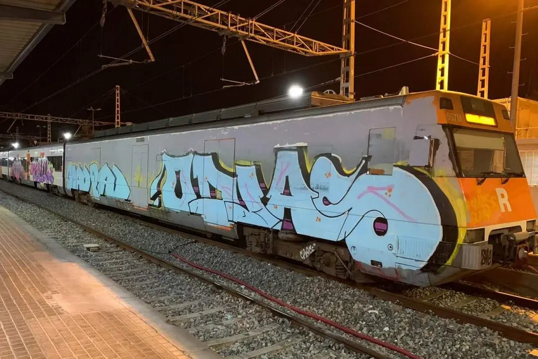 Grafitis trenes vandalismo estacion Valladolid