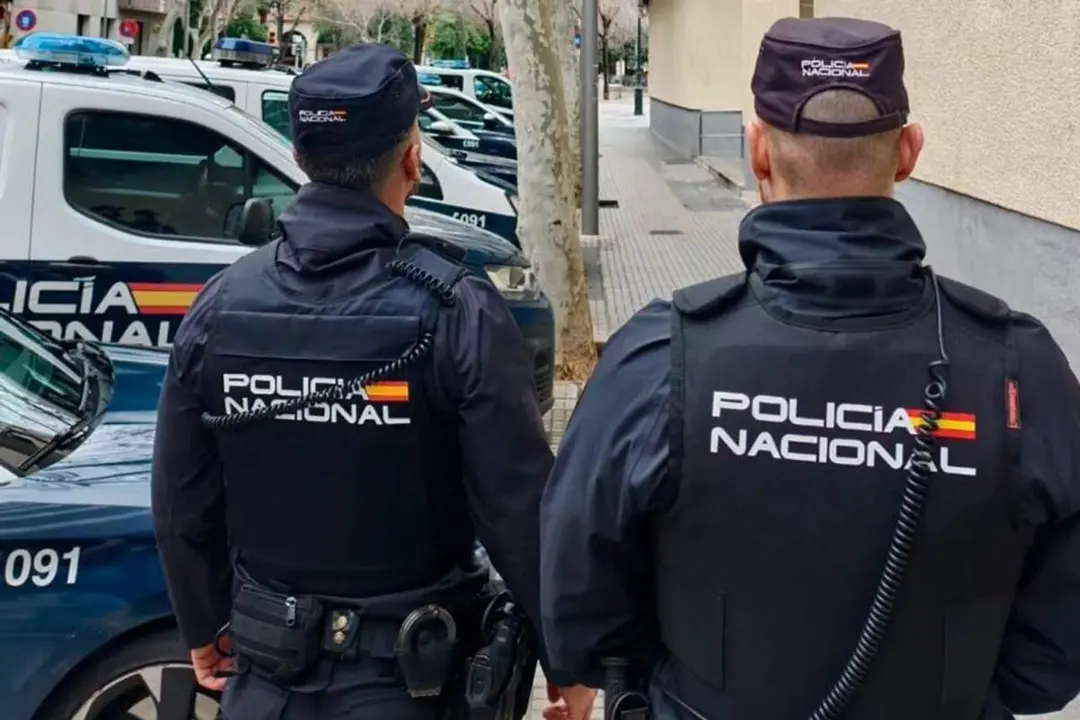 Agentes de la Policia Nacional hombres coches patrulla via publica Valladolid