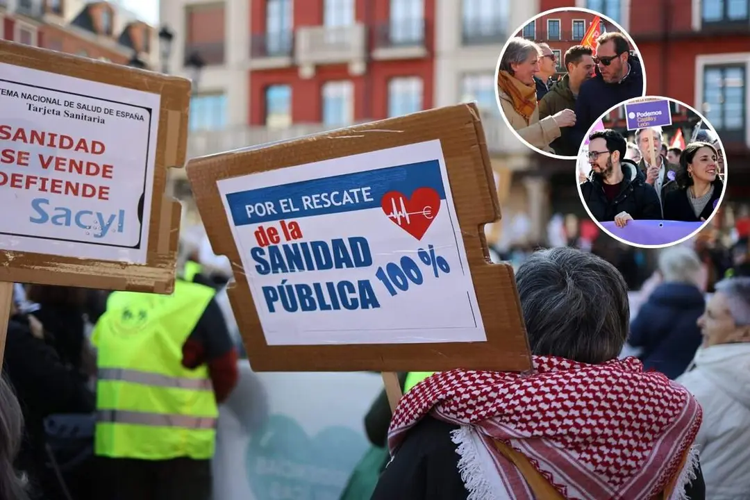 Manifestacion sanidad publica lideres politicos Oscar Puente e Irene Montero Valladolid
