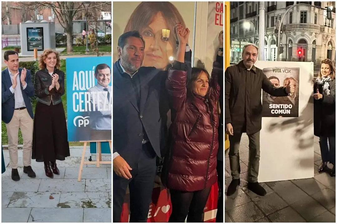 Acto pegada carteles partidos politicos Valladolid elecciones Castilla y Leon 15 marzo