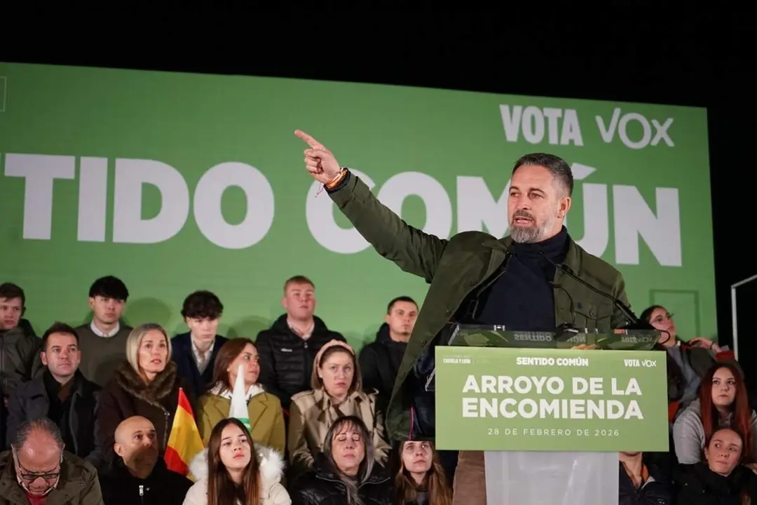 Santiago Abascal acto mitin Vox Arroyo de la Encomienda campana electoral 15-M