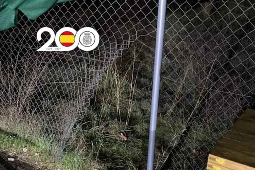 Robo obra construccion material corte malla detenido Policia Nacional