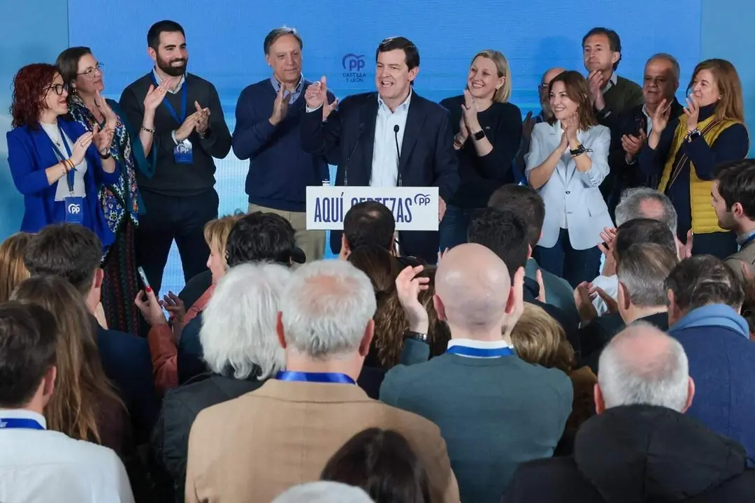 Acto celebracion victoria PP elecciones Castilla y Leon Alfonso Fernandez Manueco