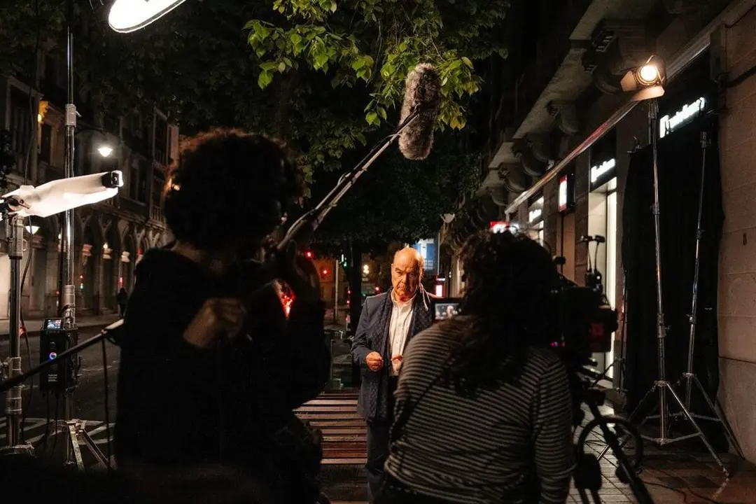 Rodaje escenas Antonio Resines calle Miguel Iscar Valladolid cortometraje