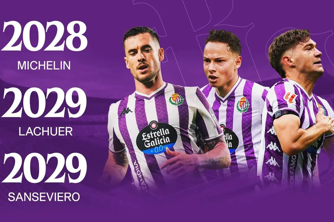 Lachuer Sanseviero y Michelin anuncio renovacion jugadores Real Valladolid