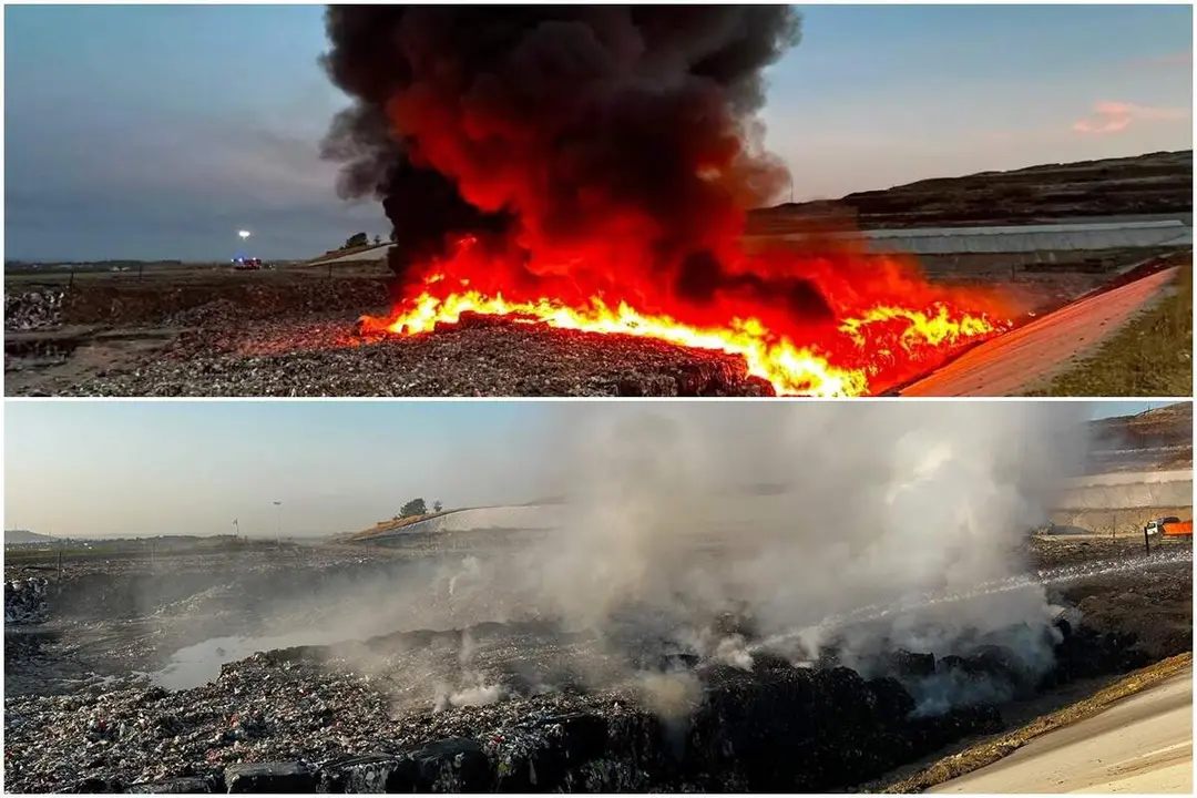 Incendio vertedero Valladolid humo negro Bomberos labores de extincion