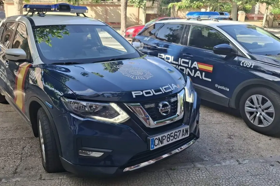 Dos coches patrulla de la Policia Nacional de Valladolid via publica intervencion