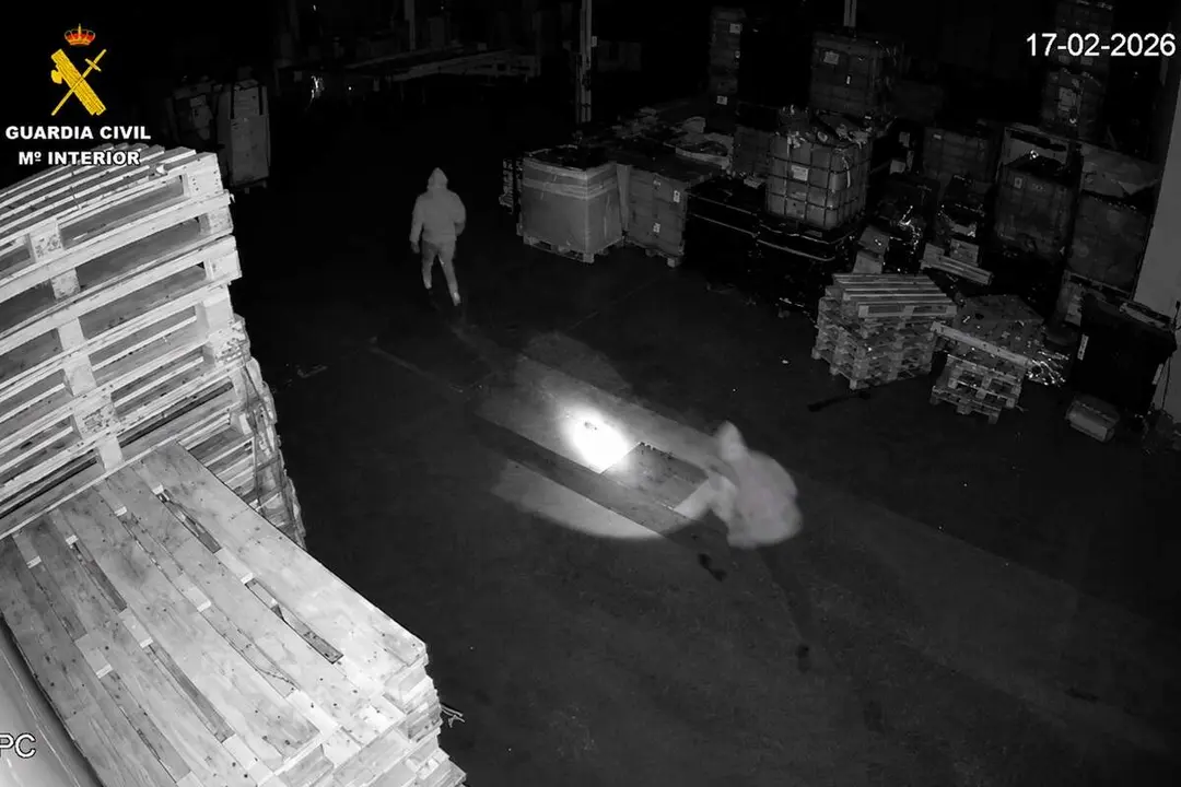 Imagen camara seguridad ladrones butron empresas naves industriales provincia Valladolid Guardia Civil