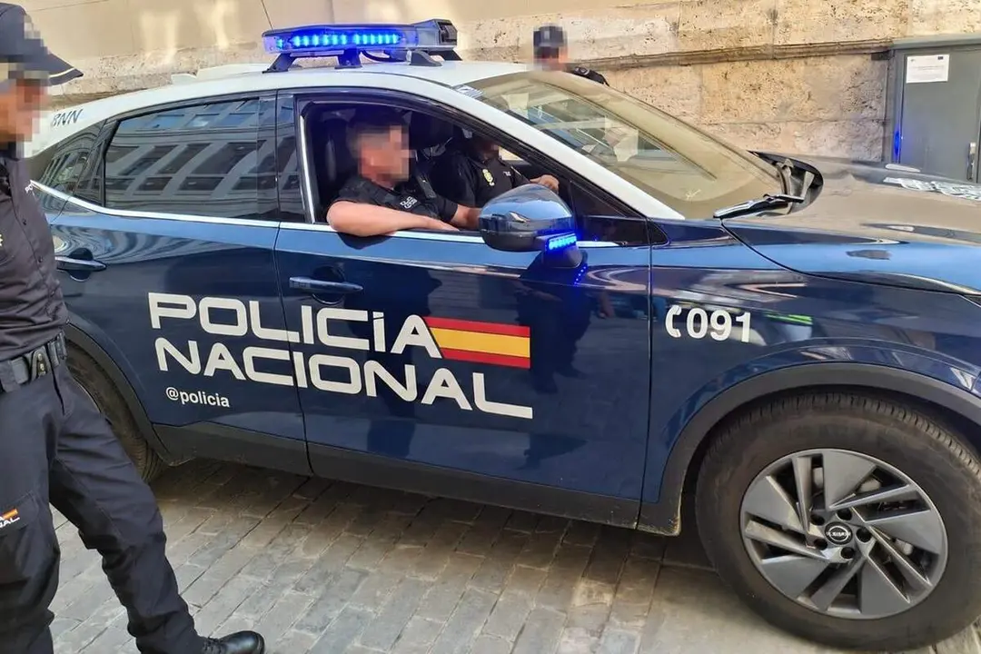 Agentes y coche patrulla Policia Nacional persecucion ladrones robo Valladolid sucesos
