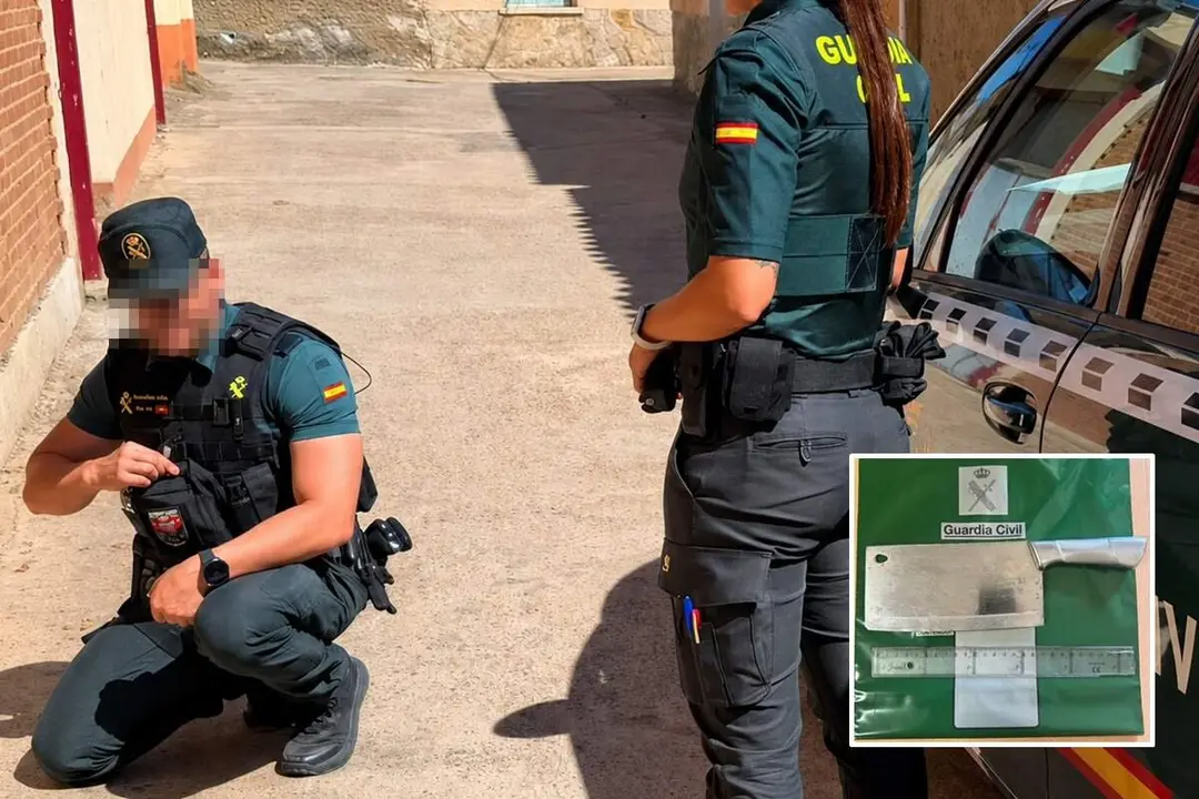 Agentes Guardia Civil cuchillo carnicero amenazas municipio Tierra de Campos provincia