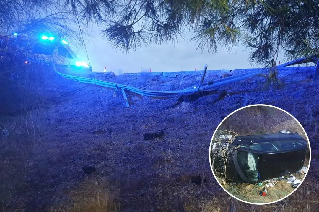 Accidente vuelco coche puente salida A-62 Cabezon de Pisuerga Bomberos Diputacion