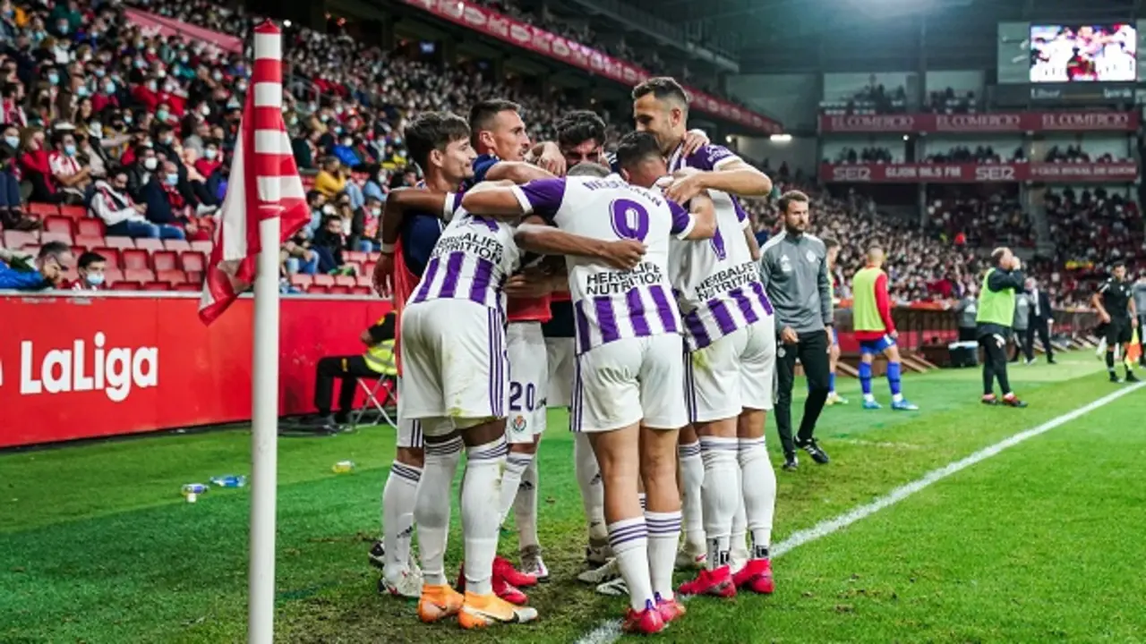 El Pucela celebrando un gol en El Molin&oacute;n el pasado s&aacute;bado | Fuente: Real Valladolid
