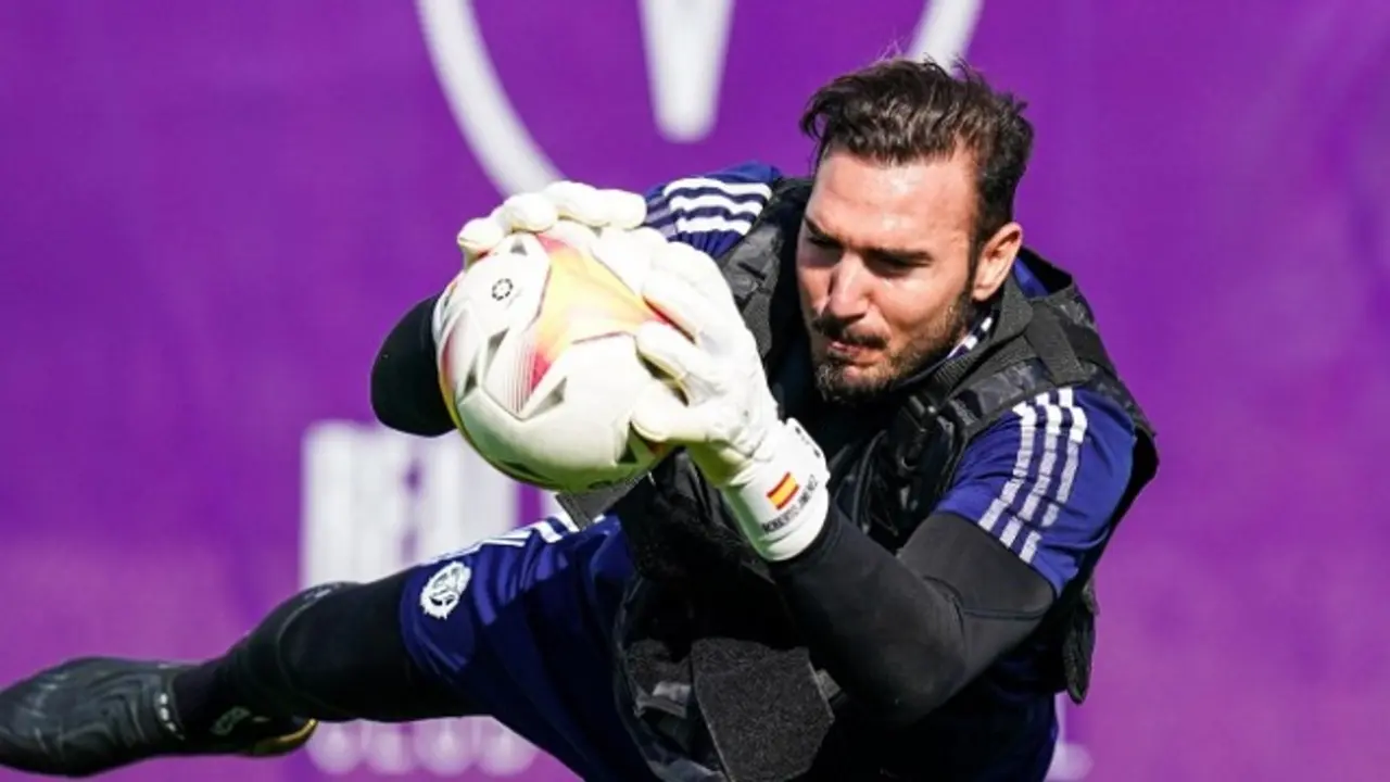Roberto durante un entrenamiento del Pucela | Fuente: Real Valladolid