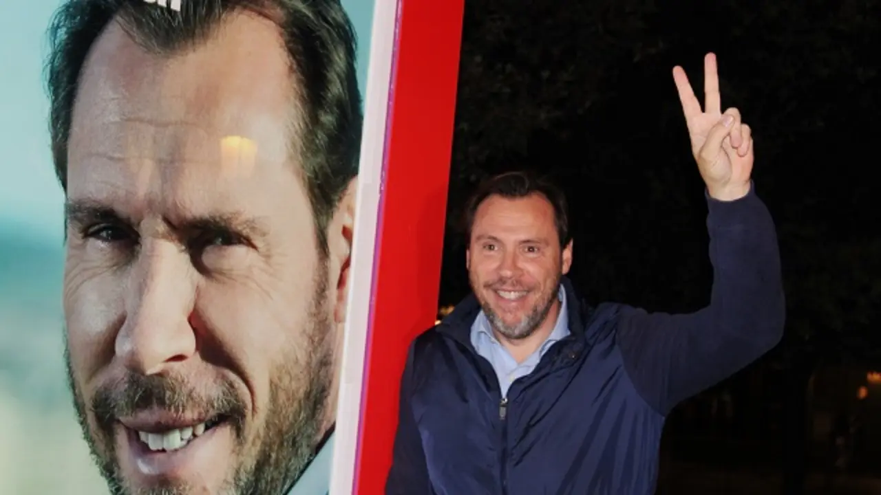 &Oacute;scar Puente junto a su cartel electoral en el inicio de campa&ntilde;a | Valladolid Plural