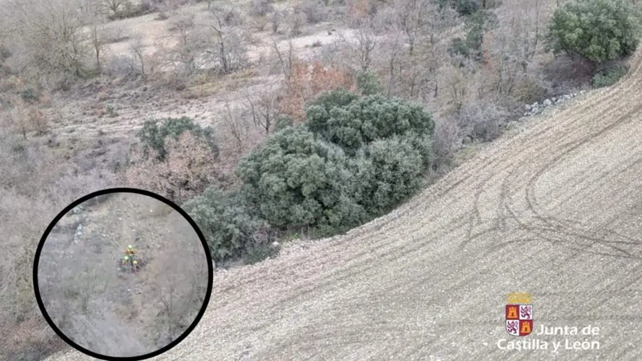 Rescate cazador lesionado helicoptero Emergencias ladera Corrales de Duero