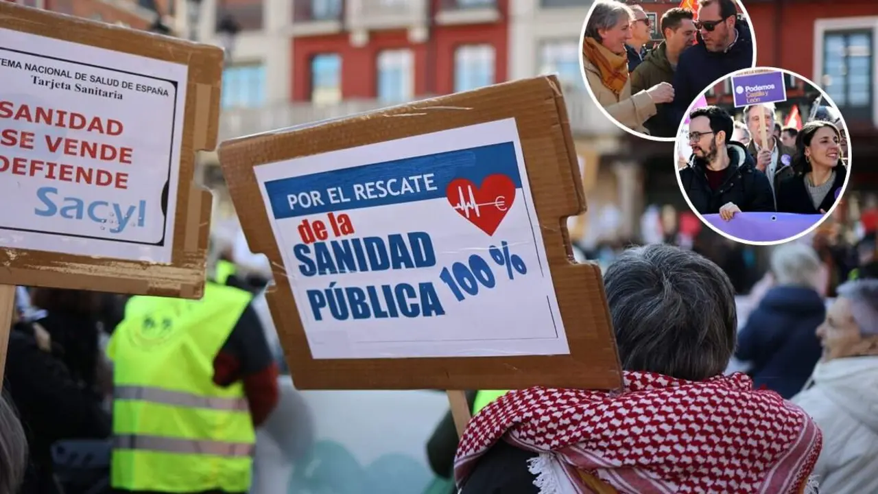 Manifestacion sanidad publica lideres politicos Oscar Puente e Irene Montero Valladolid