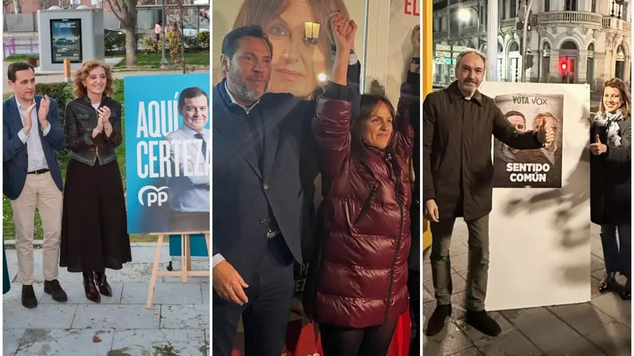 Acto pegada carteles partidos politicos Valladolid elecciones Castilla y Leon 15 marzo