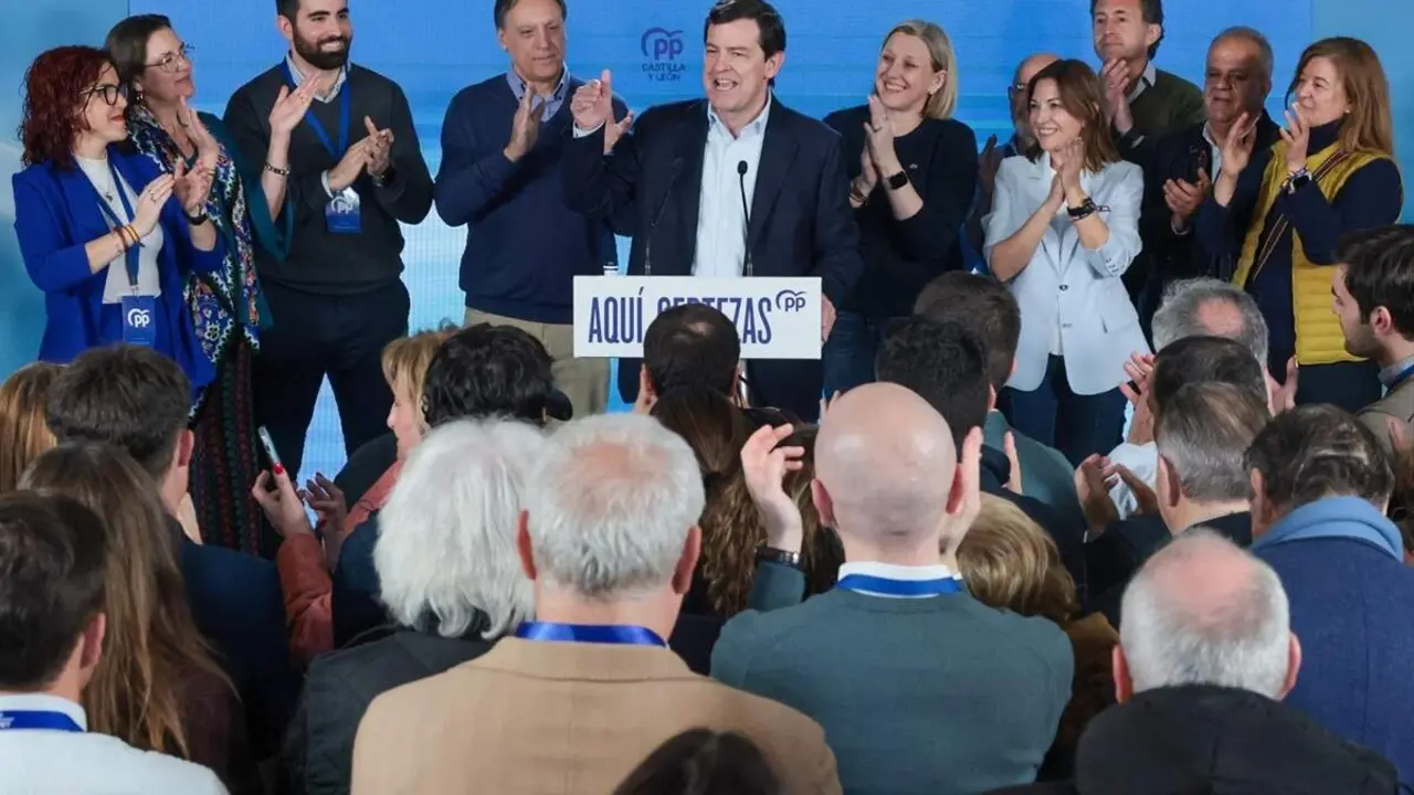 Acto celebracion victoria PP elecciones Castilla y Leon Alfonso Fernandez Manueco