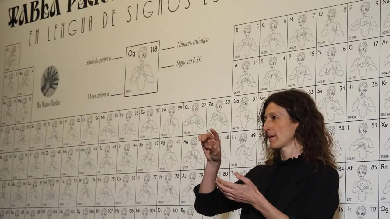Presentacion Primera Tabla Periodica traducida lenguaje signos Museo de la Ciencia Valladolid