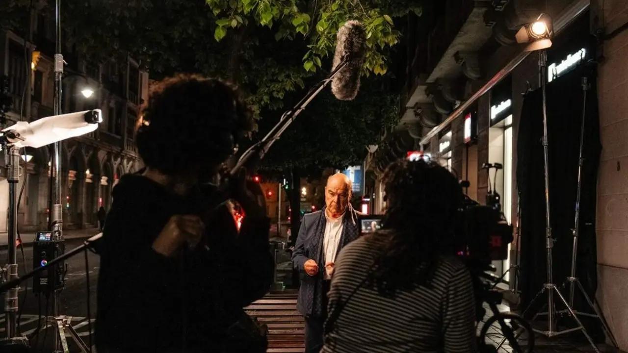 Rodaje escenas Antonio Resines calle Miguel Iscar Valladolid cortometraje