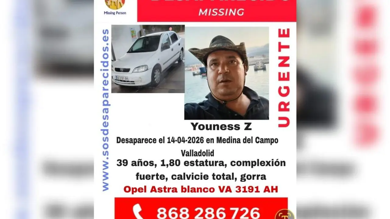 Youness Z hombre 39 anos desaparecido coche blanco Medina del Campo activada busqueda