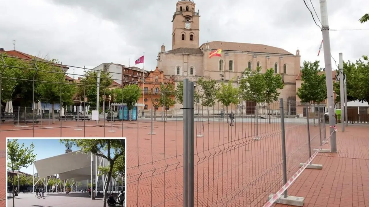 Inicio obras sistema entoldado desmontable Plaza Mayor de la Hispanidad Medina del Campo