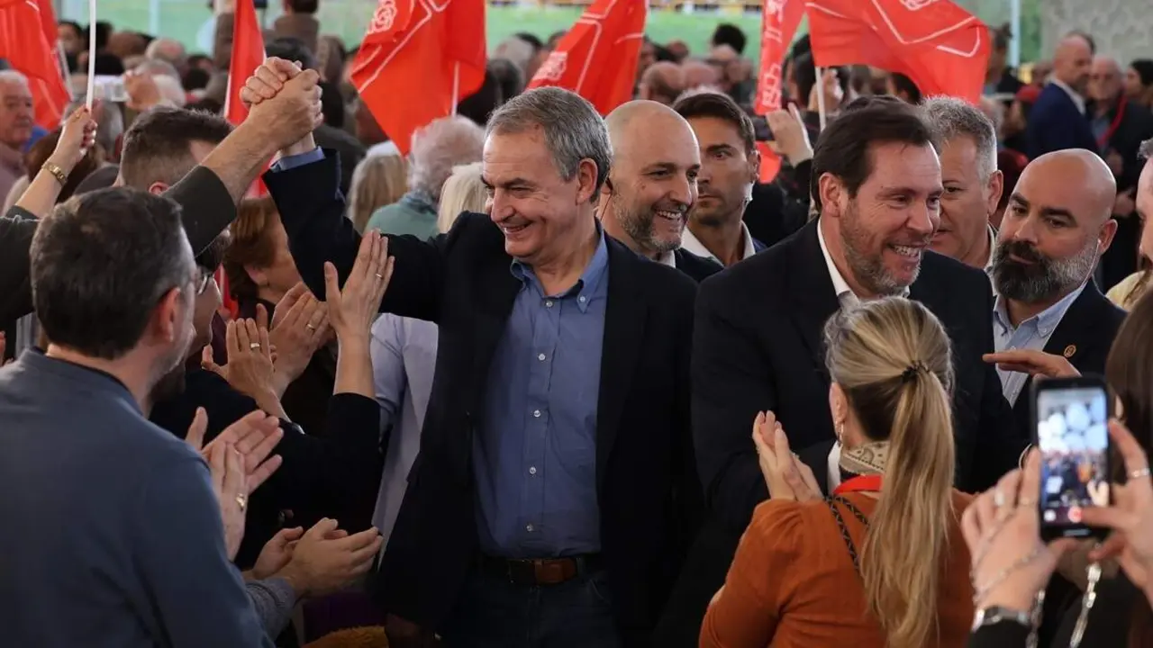 Polemica caso Jose Luis Rodriguez Zapatero y Oscar Puente acto electoral Valladolid