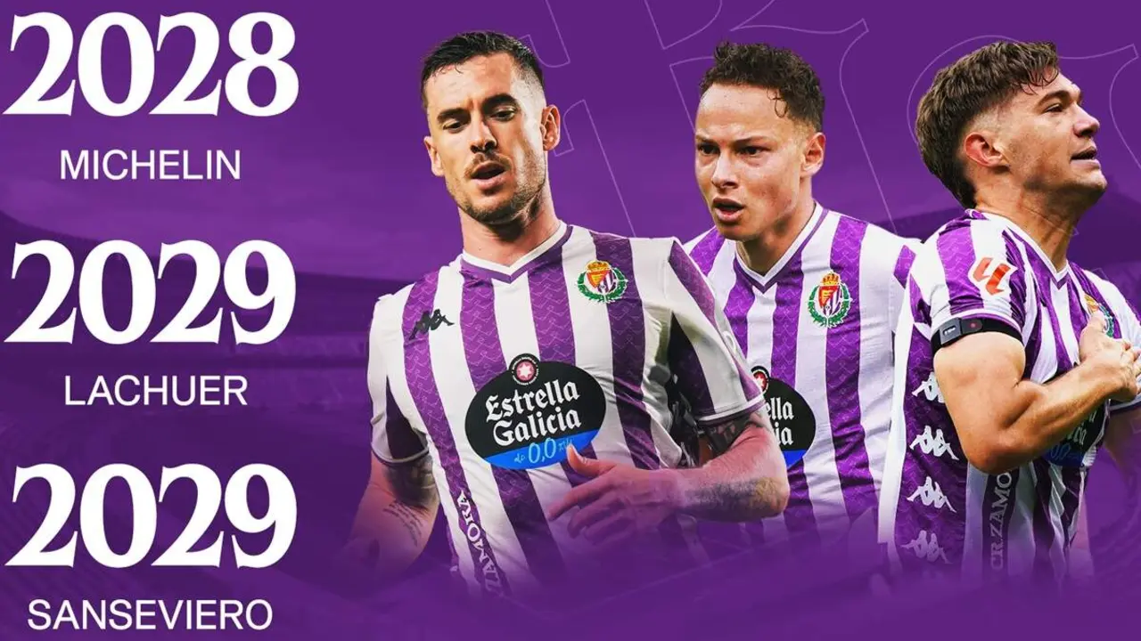 Lachuer Sanseviero y Michelin anuncio renovacion jugadores Real Valladolid