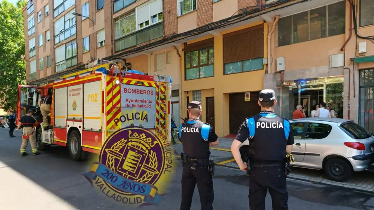 Incendio vivienda Paseo del Cauce intervencion Bomberos y Policia Valladolid rescate perro