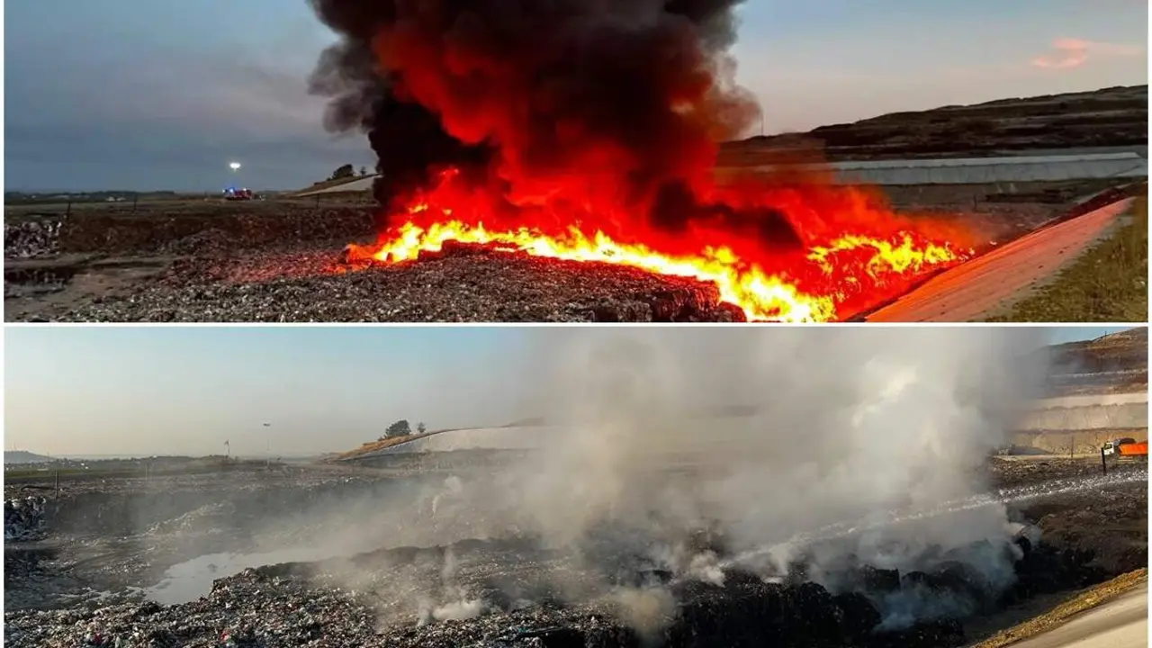 Incendio vertedero Valladolid humo negro Bomberos labores de extincion