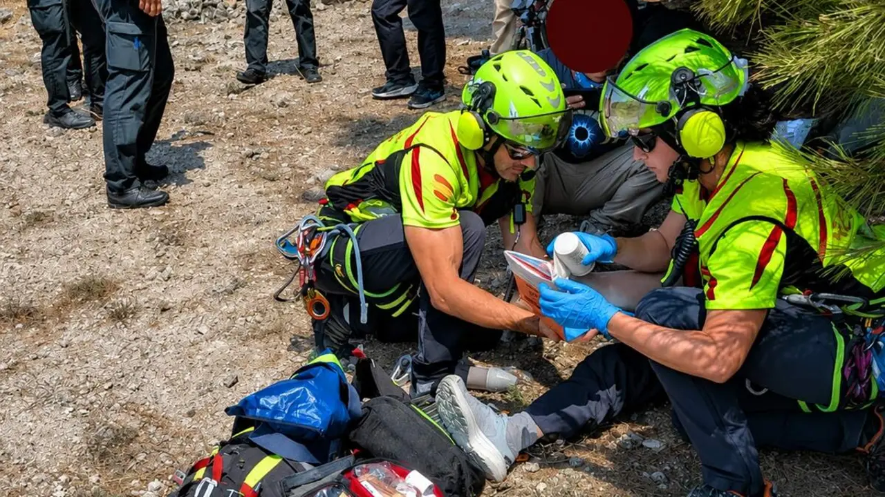 Rescate mujer 70 anos lesionada caida Trigueros del Valle jornada eclipse solar provincia