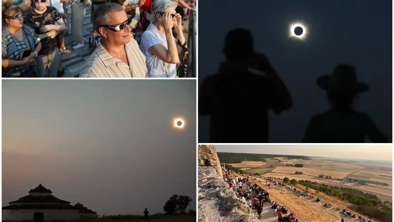 Gente observando eclipse solar total 12 de agosto de 2026 provincia Valladolid