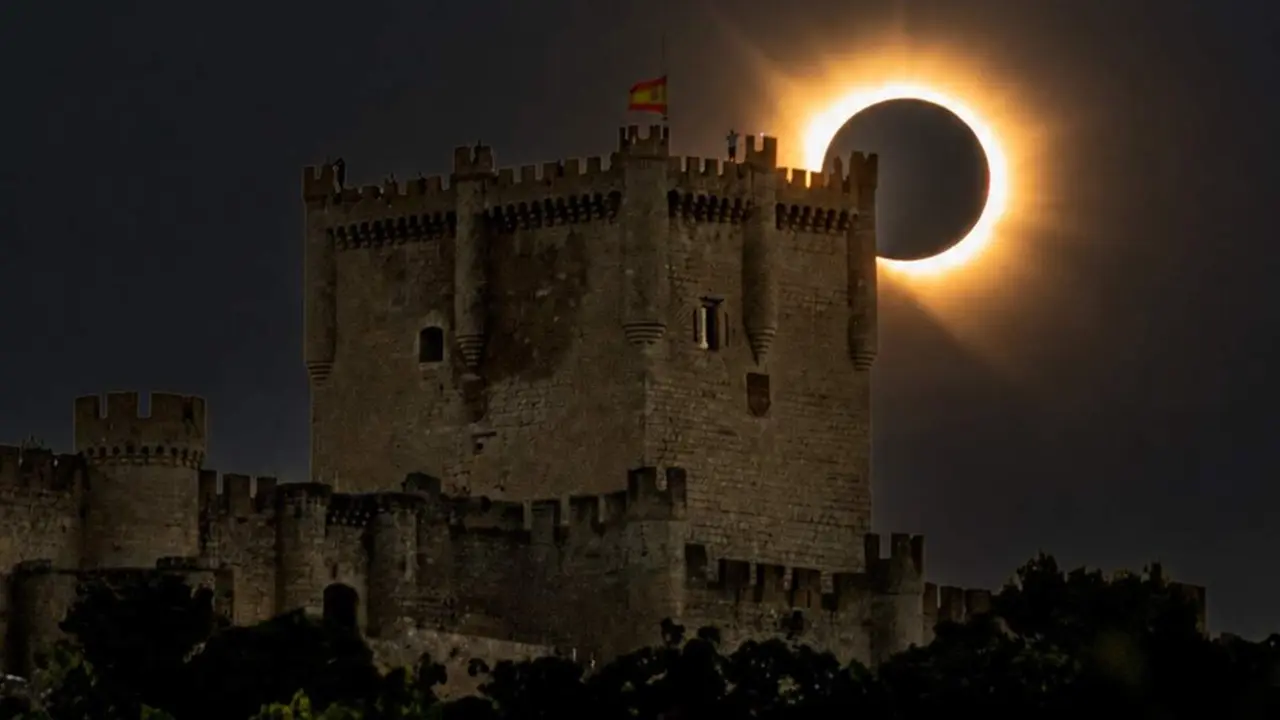 Fotografia ganadora concurso Milla del Oro eclipse solar Castillo Penafiel